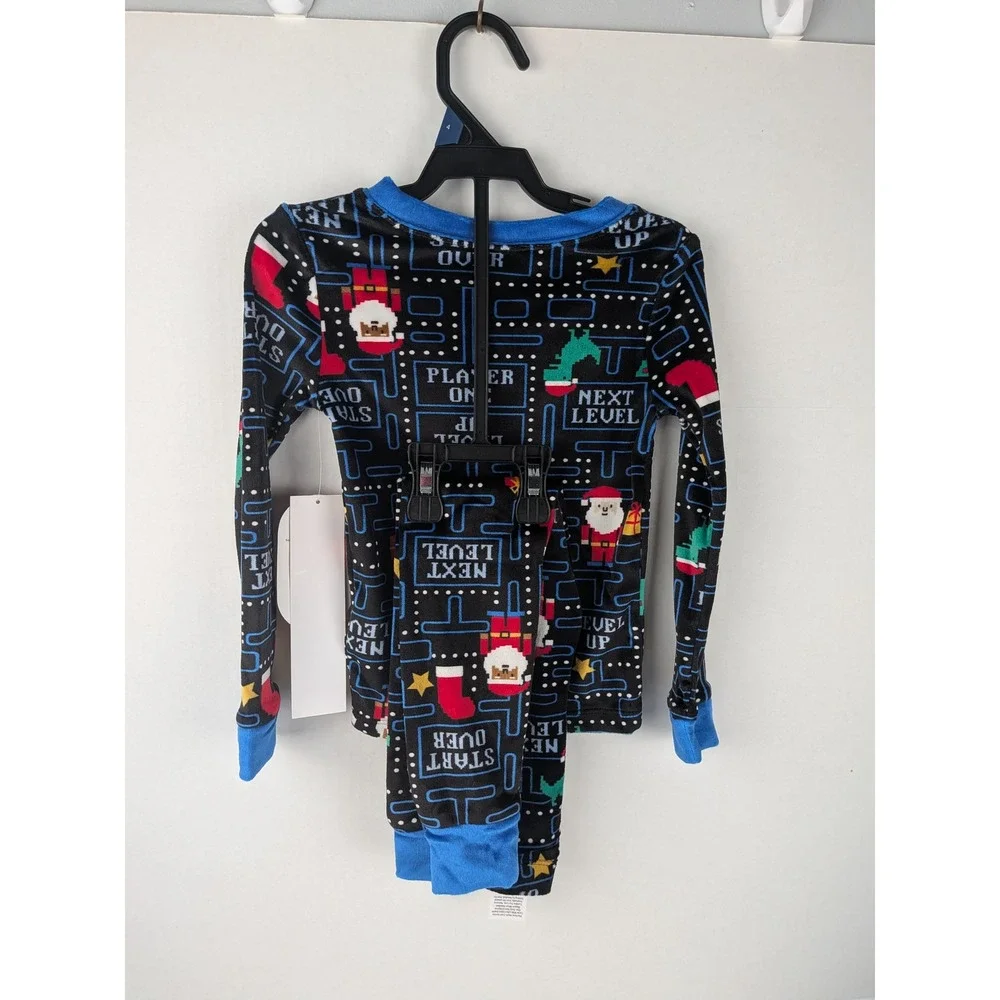 Boys Pajamas Long Sleeve Pants Set‎ Black Blue Gaming Christmas Santa Dinosaur